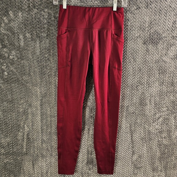 Avia Womens Burgundy Athletic Leggings With Pockets Size XS - Picture 1 of 7